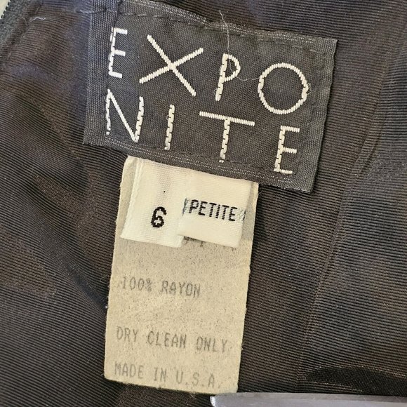 90s 6 Petite Black Velvet Off Shoulder Cocktail Dress Embellished - Picture 10 of 12